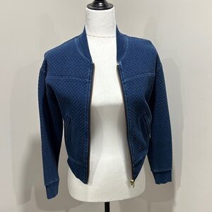J. Crew Textured Blue Quilted Bomber Jacket